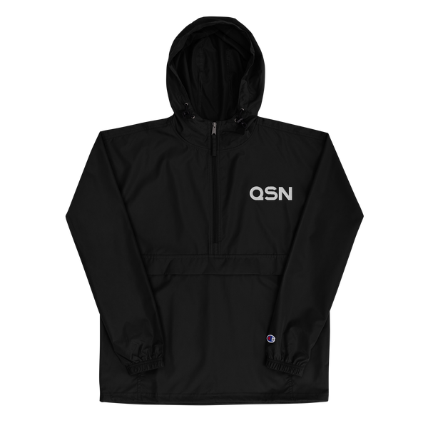 QSN Embroidered Champion Packable Jacket - White Logo