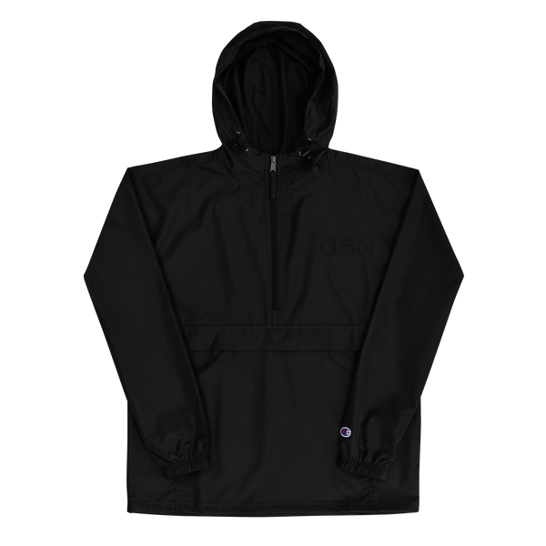 QSN Embroidered Champion Packable Jacket - Black Logo