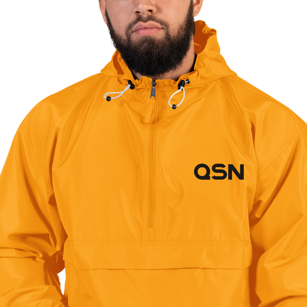 QSN Embroidered Champion Packable Jacket - Black Logo