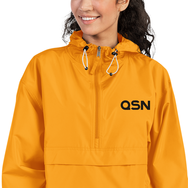 QSN Embroidered Champion Packable Jacket - Black Logo