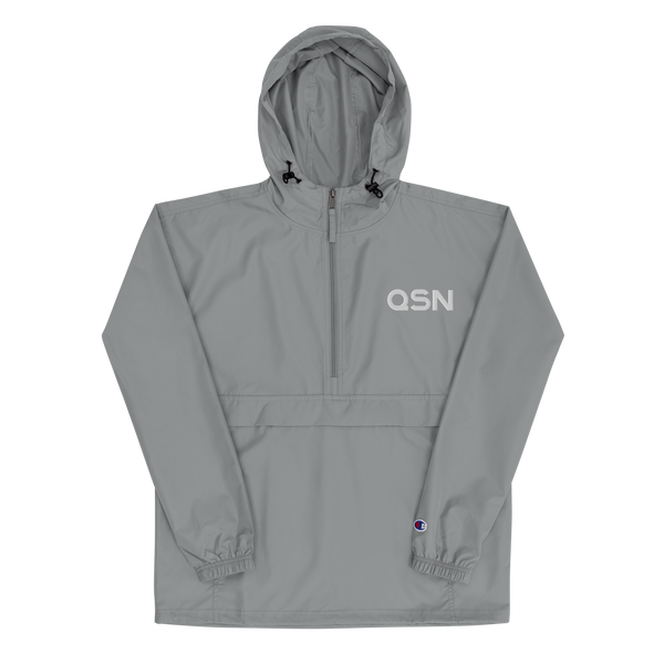 QSN Embroidered Champion Packable Jacket - White Logo