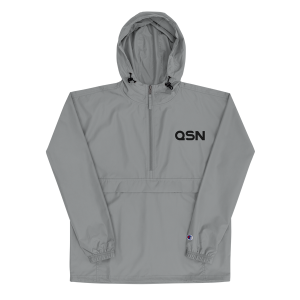 QSN Embroidered Champion Packable Jacket - Black Logo