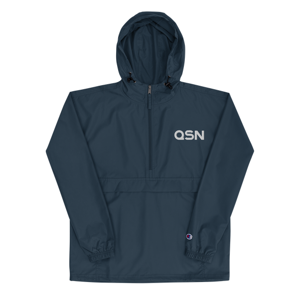 QSN Embroidered Champion Packable Jacket - White Logo