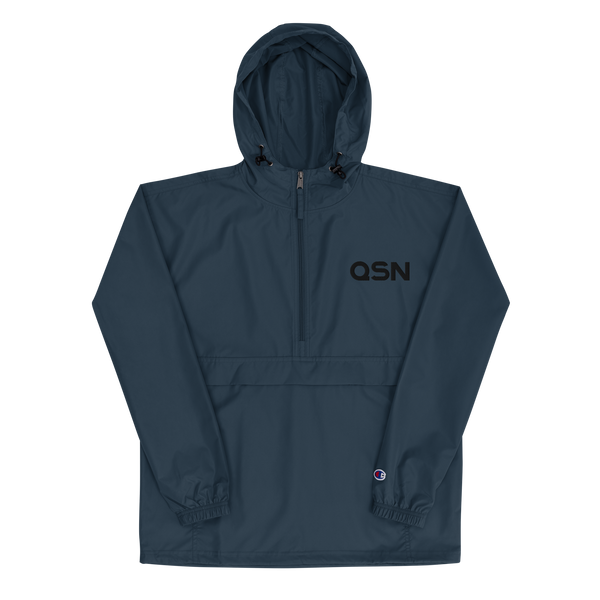 QSN Embroidered Champion Packable Jacket - Black Logo