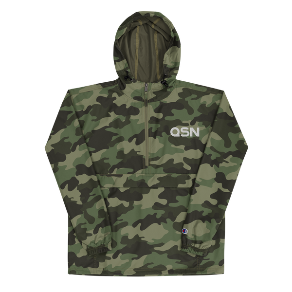 QSN Embroidered Champion Packable Jacket - White Logo