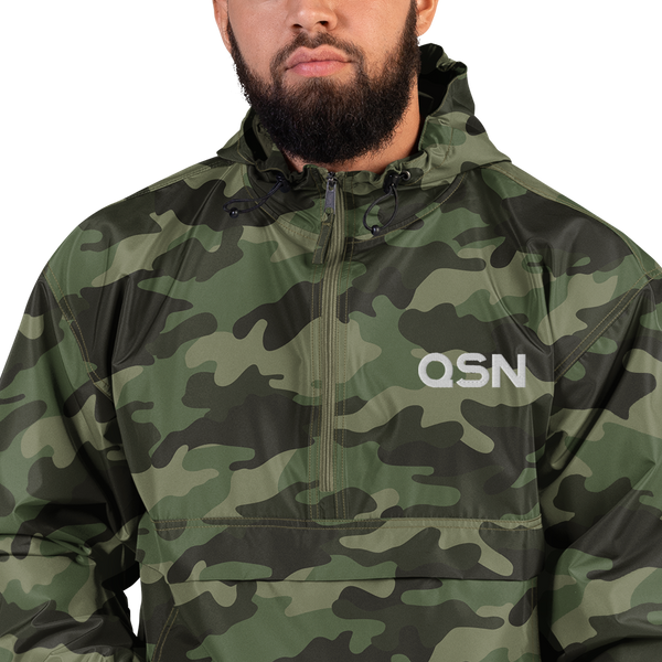 QSN Embroidered Champion Packable Jacket - White Logo