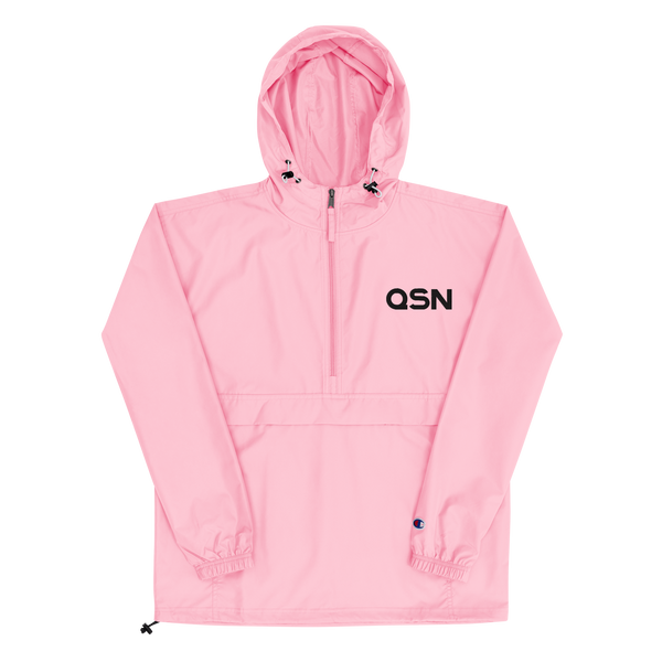 QSN Embroidered Champion Packable Jacket - Black Logo
