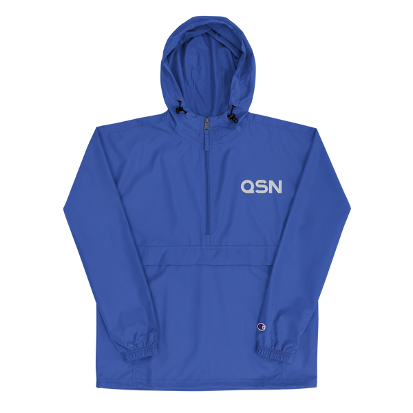 QSN Embroidered Champion Packable Jacket - White Logo