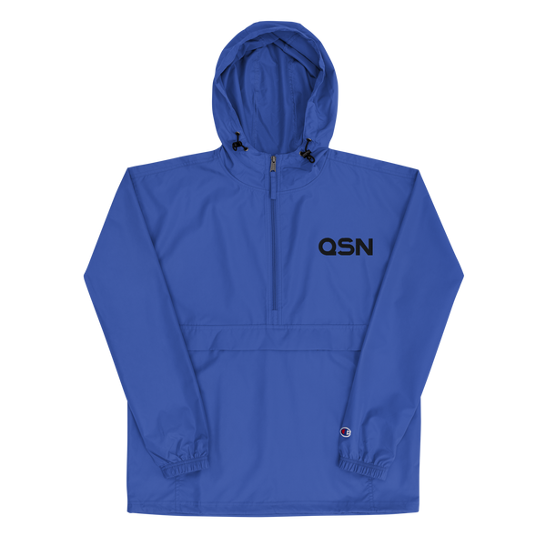 QSN Embroidered Champion Packable Jacket - Black Logo