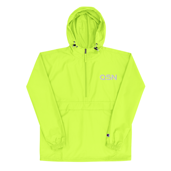 QSN Embroidered Champion Packable Jacket - White Logo
