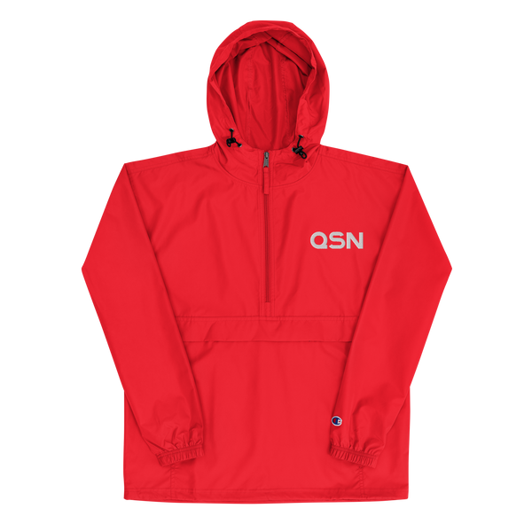 QSN Embroidered Champion Packable Jacket - White Logo