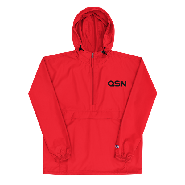 QSN Embroidered Champion Packable Jacket - Black Logo