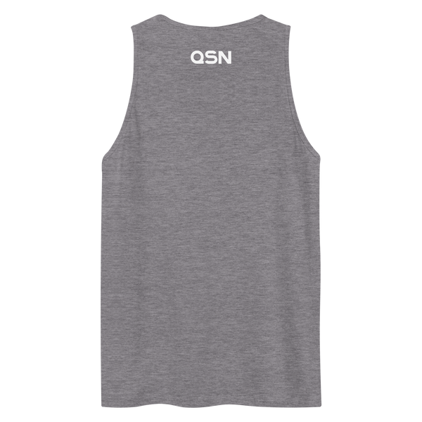 QSN Men’s Embroidered Premium Tank Top - White Logo