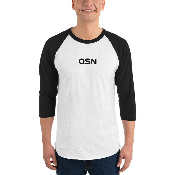QSN Embroidered Baseball Tee - Black Logo