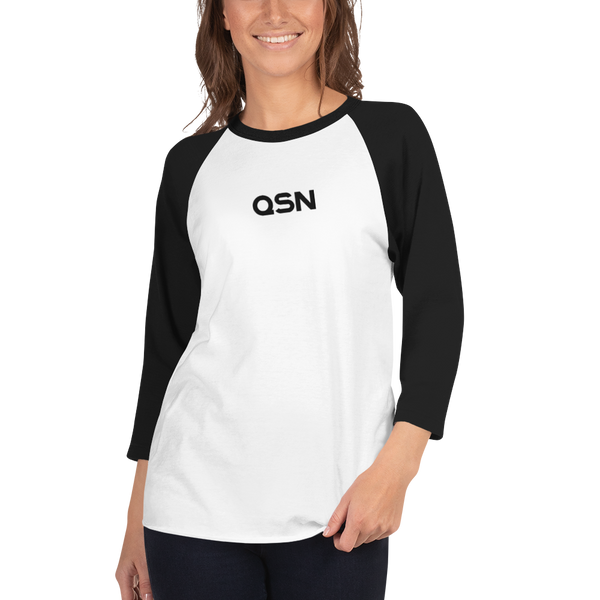 QSN Embroidered Baseball Tee - Black Logo