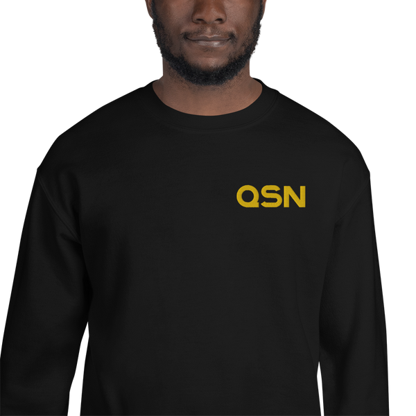 QSN Embroidered Unisex Crew Neck Sweatshirt - Gold Logo