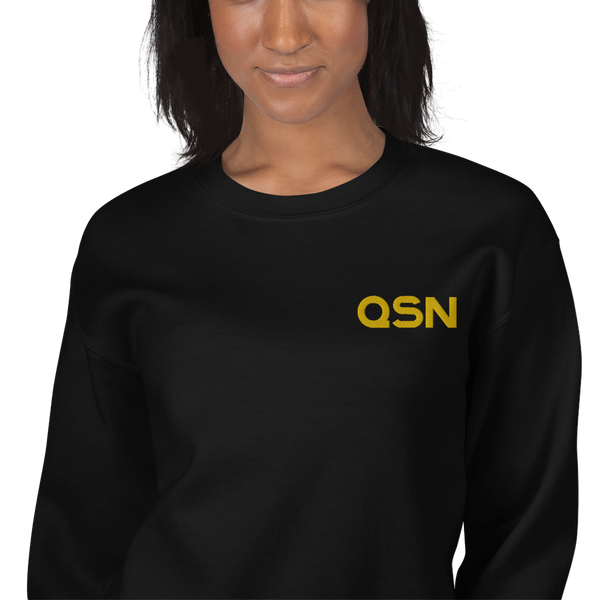 QSN Embroidered Unisex Crew Neck Sweatshirt - Gold Logo