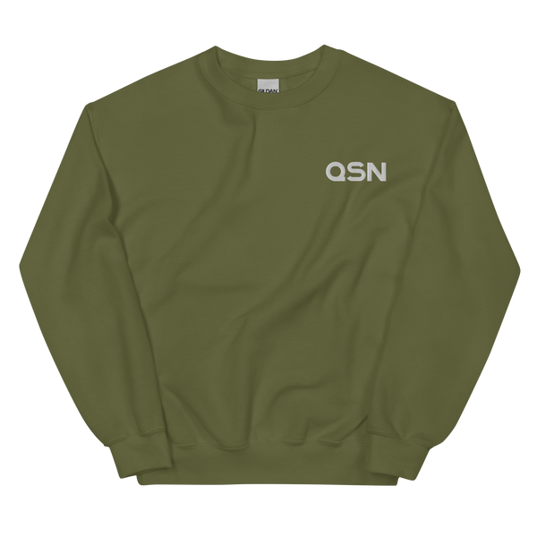 QSN Embroidered Unisex Crew Neck Sweatshirt - White Logo
