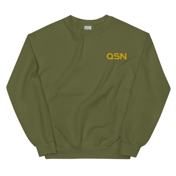 QSN Embroidered Unisex Crew Neck Sweatshirt - Gold Logo