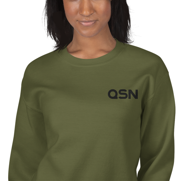 QSN Embroidered Unisex Crew Neck Sweatshirt - Black Logo