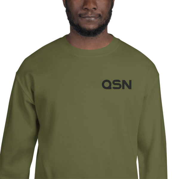 QSN Embroidered Unisex Crew Neck Sweatshirt - Black Logo