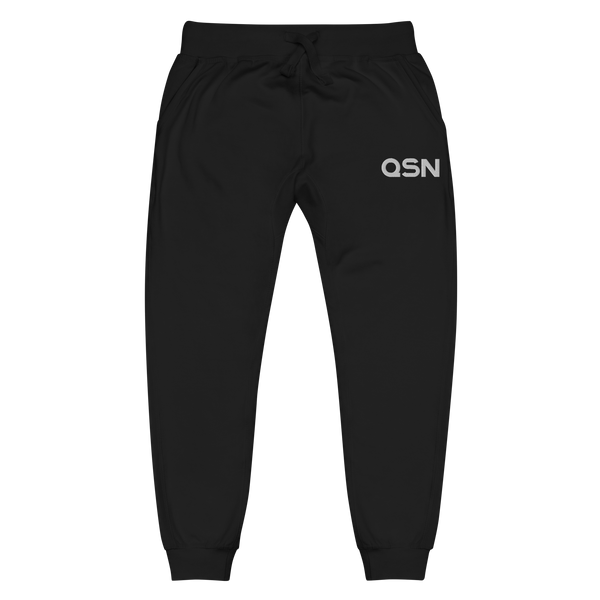 QSN Embroidered Unisex Fleece Sweatpants - White Logo