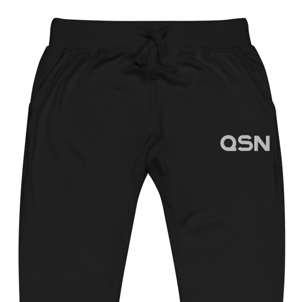 QSN Embroidered Unisex Fleece Sweatpants - White Logo