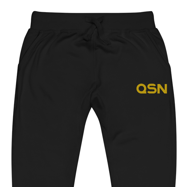 QSN Embroidered Unisex Fleece Sweatpants - Gold Logo