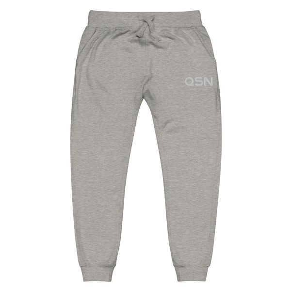 QSN Embroidered Unisex Fleece Sweatpants - White Logo