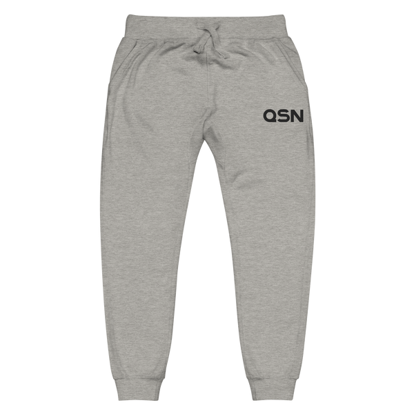 QSN Embroidered Unisex Fleece Sweatpants - Black Logo