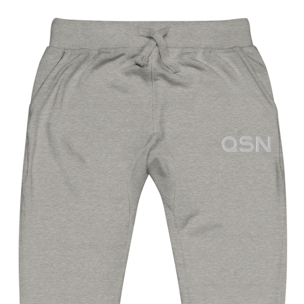 QSN Embroidered Unisex Fleece Sweatpants - White Logo