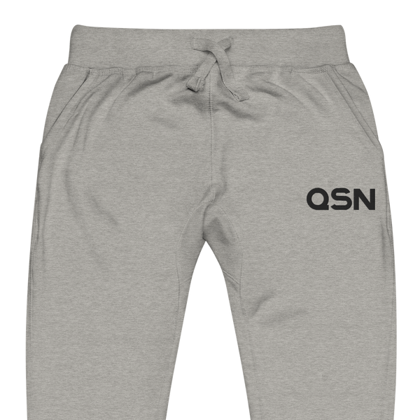 QSN Embroidered Unisex Fleece Sweatpants - Black Logo