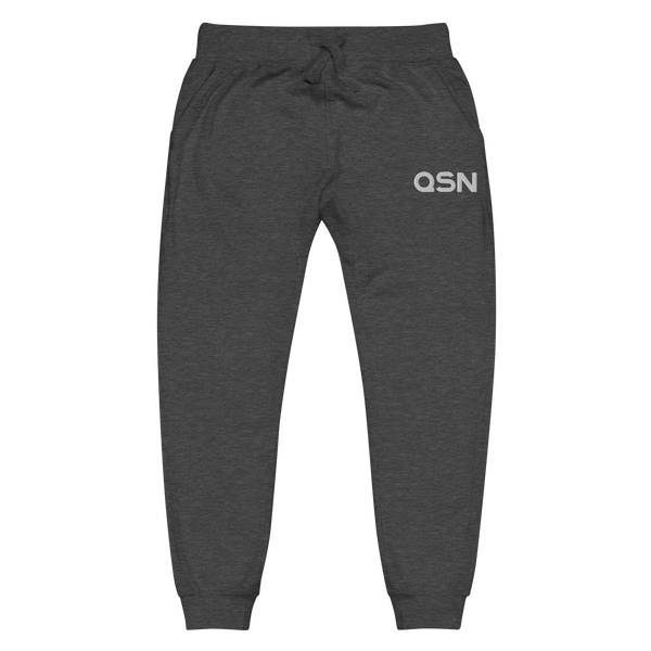 QSN Embroidered Unisex Fleece Sweatpants - White Logo