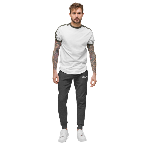 QSN Embroidered Unisex Fleece Sweatpants - White Logo