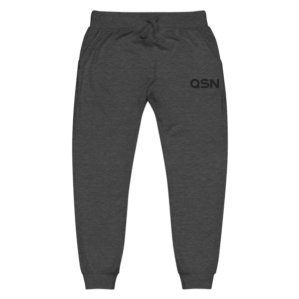QSN Embroidered Unisex Fleece Sweatpants - Black Logo