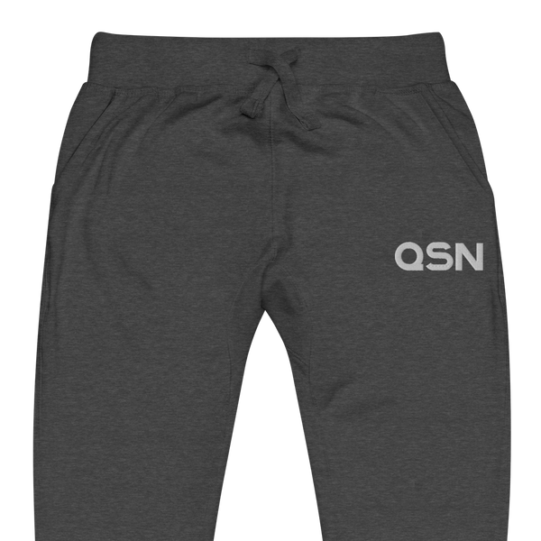 QSN Embroidered Unisex Fleece Sweatpants - White Logo