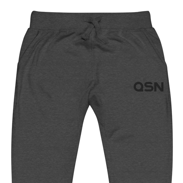 QSN Embroidered Unisex Fleece Sweatpants - Black Logo