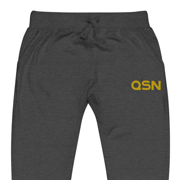 QSN Embroidered Unisex Fleece Sweatpants - Gold Logo