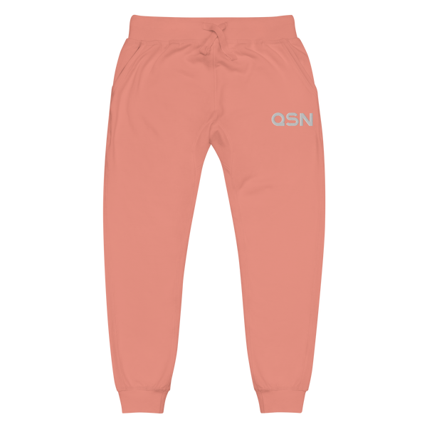QSN Embroidered Unisex Fleece Sweatpants - White Logo