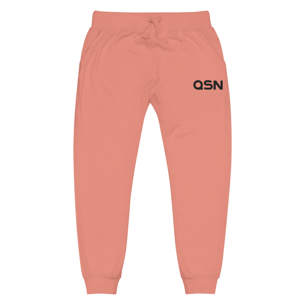 QSN Embroidered Unisex Fleece Sweatpants - Black Logo