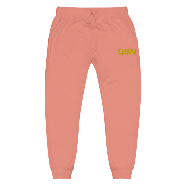 QSN Embroidered Unisex Fleece Sweatpants - Gold Logo