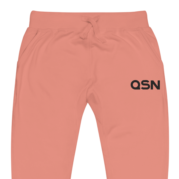 QSN Embroidered Unisex Fleece Sweatpants - Black Logo