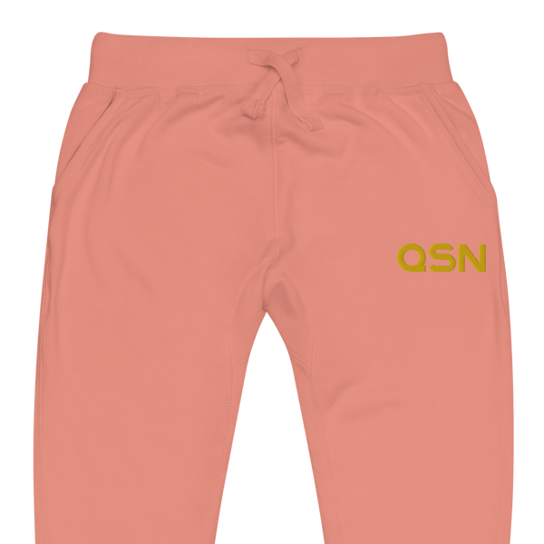 QSN Embroidered Unisex Fleece Sweatpants - Gold Logo