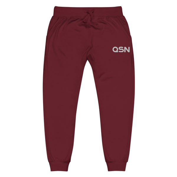 QSN Embroidered Unisex Fleece Sweatpants - White Logo