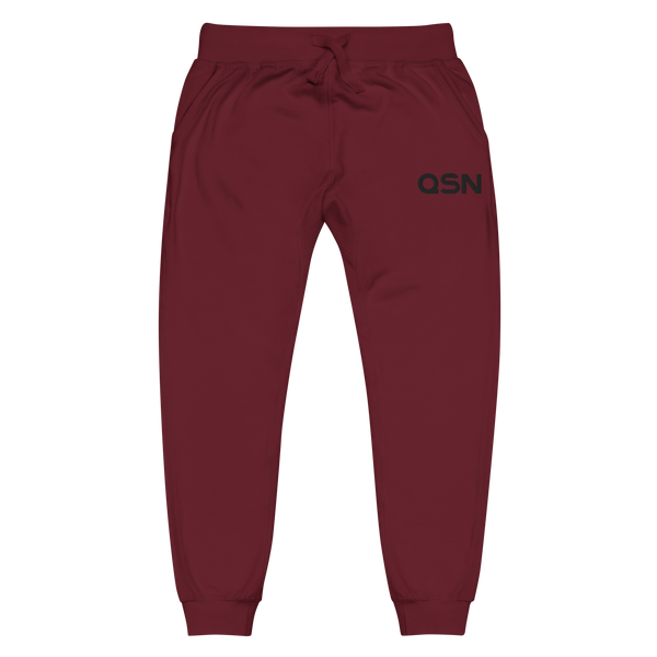 QSN Embroidered Unisex Fleece Sweatpants - Black Logo