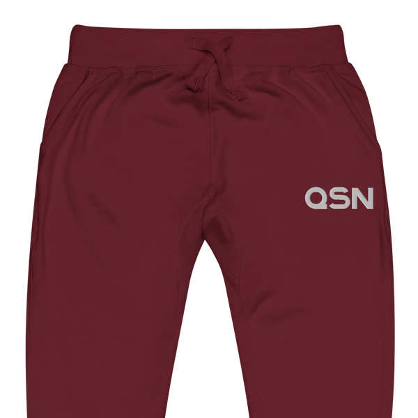 QSN Embroidered Unisex Fleece Sweatpants - White Logo