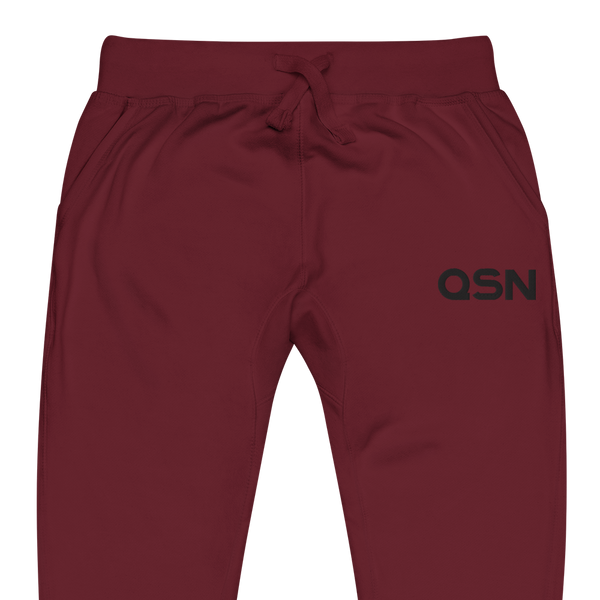 QSN Embroidered Unisex Fleece Sweatpants - Black Logo