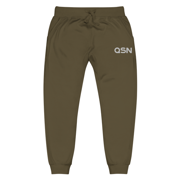 QSN Embroidered Unisex Fleece Sweatpants - White Logo
