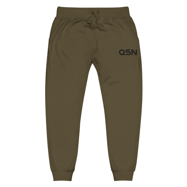 QSN Embroidered Unisex Fleece Sweatpants - Black Logo
