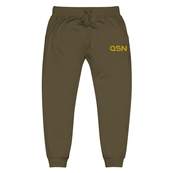 QSN Embroidered Unisex Fleece Sweatpants - Gold Logo